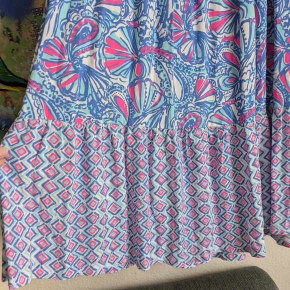Lilly Pulitzer FT My Fans Long Maxi Dress Blue Pink Youth Kids L 10/12 - Picture 4 of 9